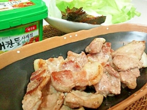 豚肉の韓国風レタス巻き☆胡麻の葉・味噌がうまうま☆